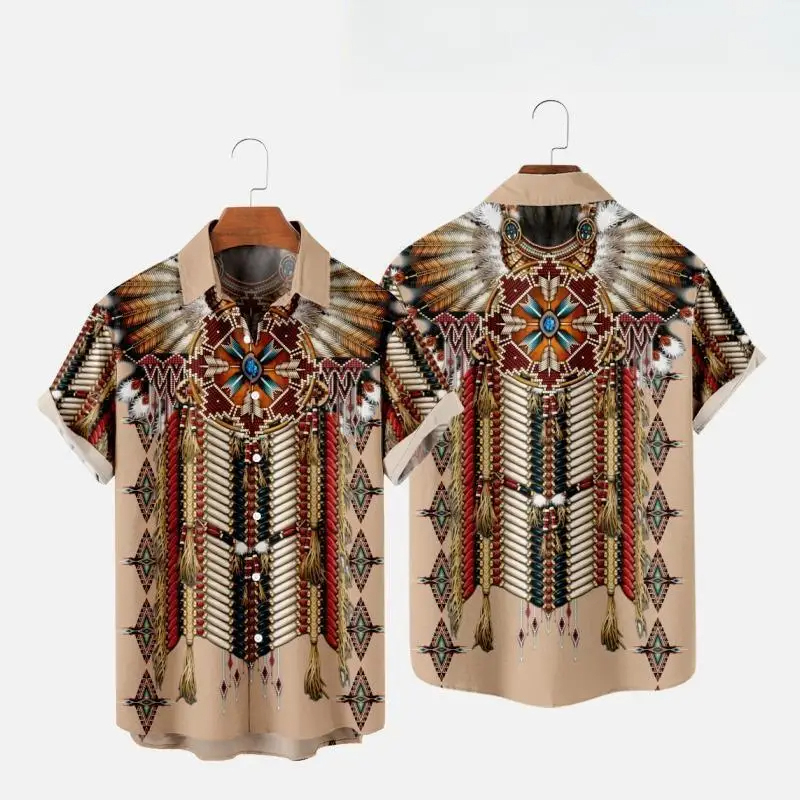 Indian Summer Vintage Clothing - Indischer ethnischer Stil 3D-Druck Strand hemden