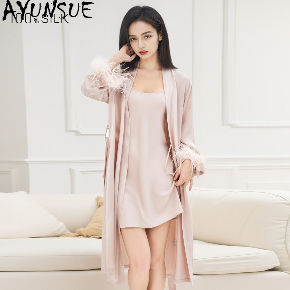 Summer House Clothing - AYUNSUE 100% Echte Maulbeerseide Robe Damen