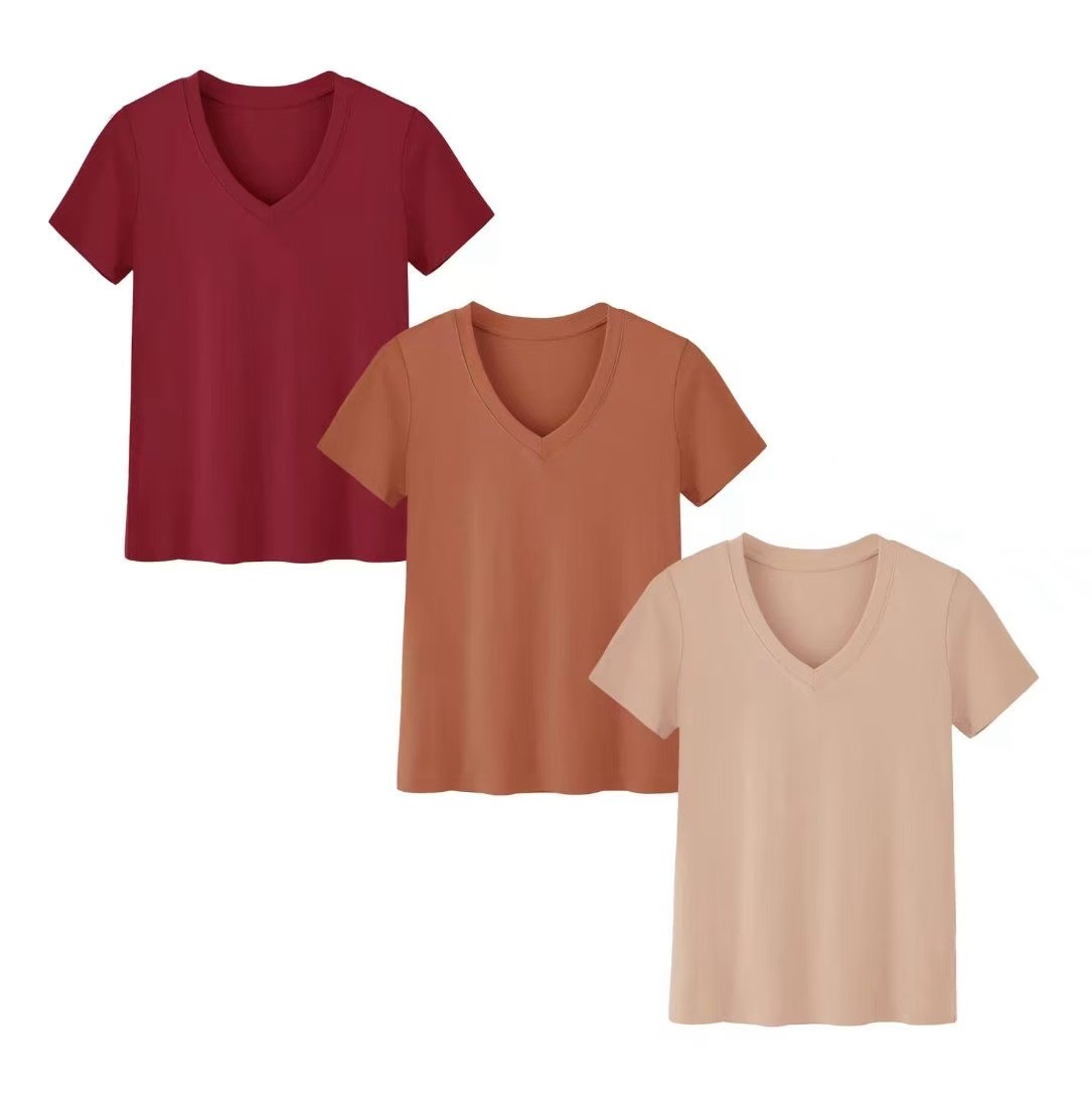 Summer Clothing Amazon - 2025 Amazon Cross-Border Kurzarm-Loose-Fit-Top mit Schlitz,