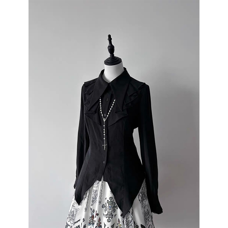 Summer Goth Clothing - Gothic Rüschen Schwarz Shirts Frauen Kawaii