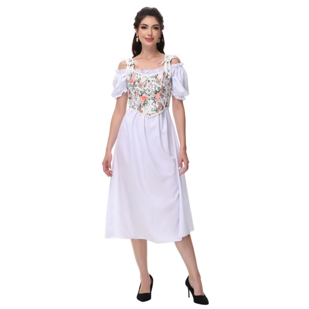 Summer Victorian Clothing - Sommer Weiß Baumwolle Solide Slash Neck