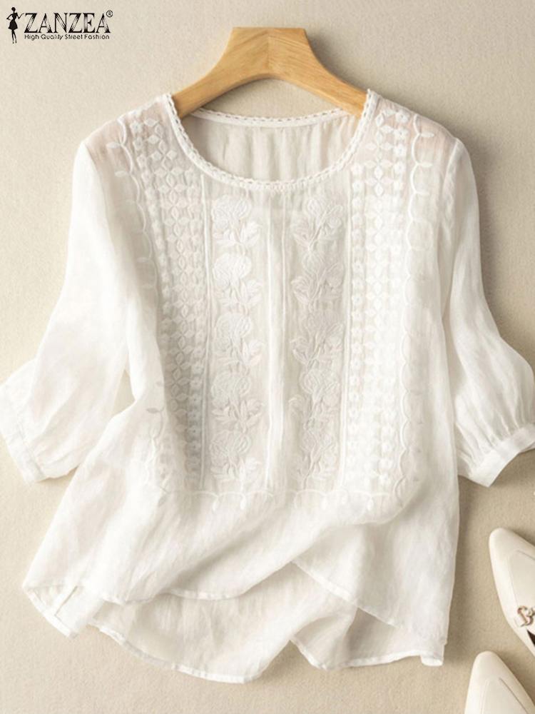 Summer Clothing Haul - ZANZEA Elegante Frauen Bestickte Blusen Herbst