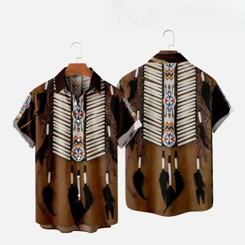 Indian Summer Vintage Clothing - Indischer Ethnischer Stil 3D-Druck Strandhemden Herren