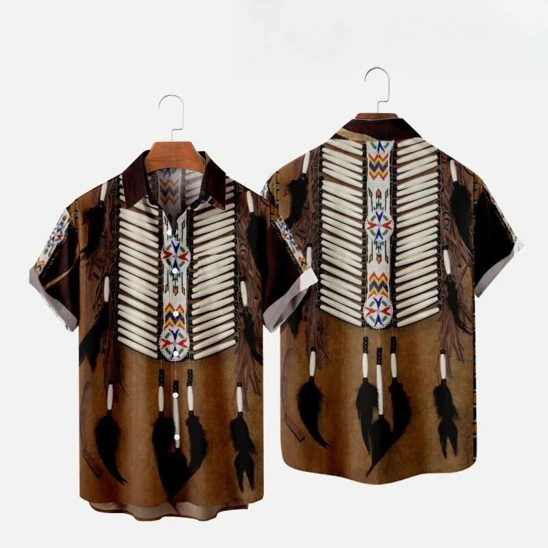 Indian Summer Vintage Clothing - Indischer Ethnischer Stil 3D-Druck Strandhemden Herren