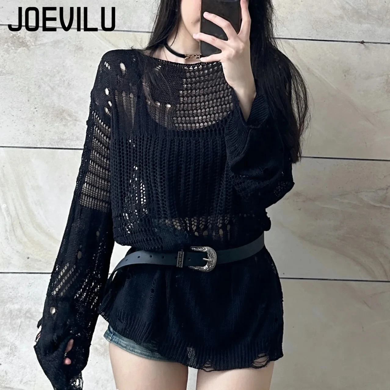 JOEVILU Hohl Stricken Bluse So – Summer Goth Clothing Bewertung und Preis