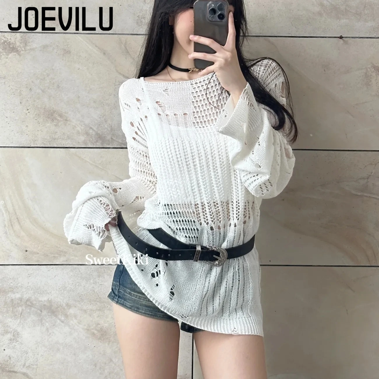 JOEVILU Hohl Stricken Bluse So – Summer Goth Clothing Bewertung und Preis
