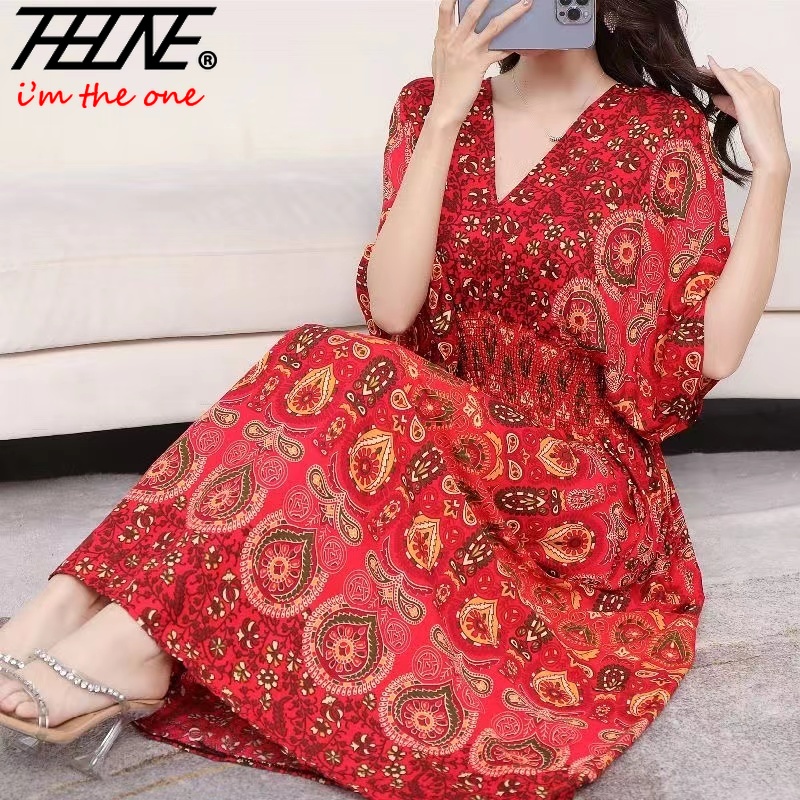 Frauen Kleid Sommer 2024, Maxi – Indian Summer Vintage Clothing Bewertung und Preis