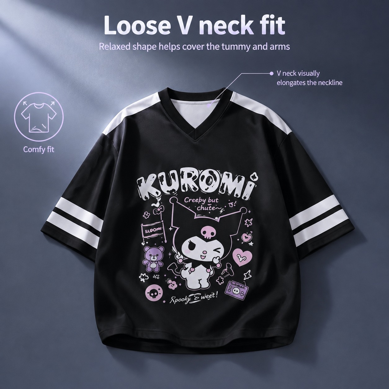 Schwarz-Weißes Kuromi Oversize – Summer Goth Clothing Bewertung und Preis