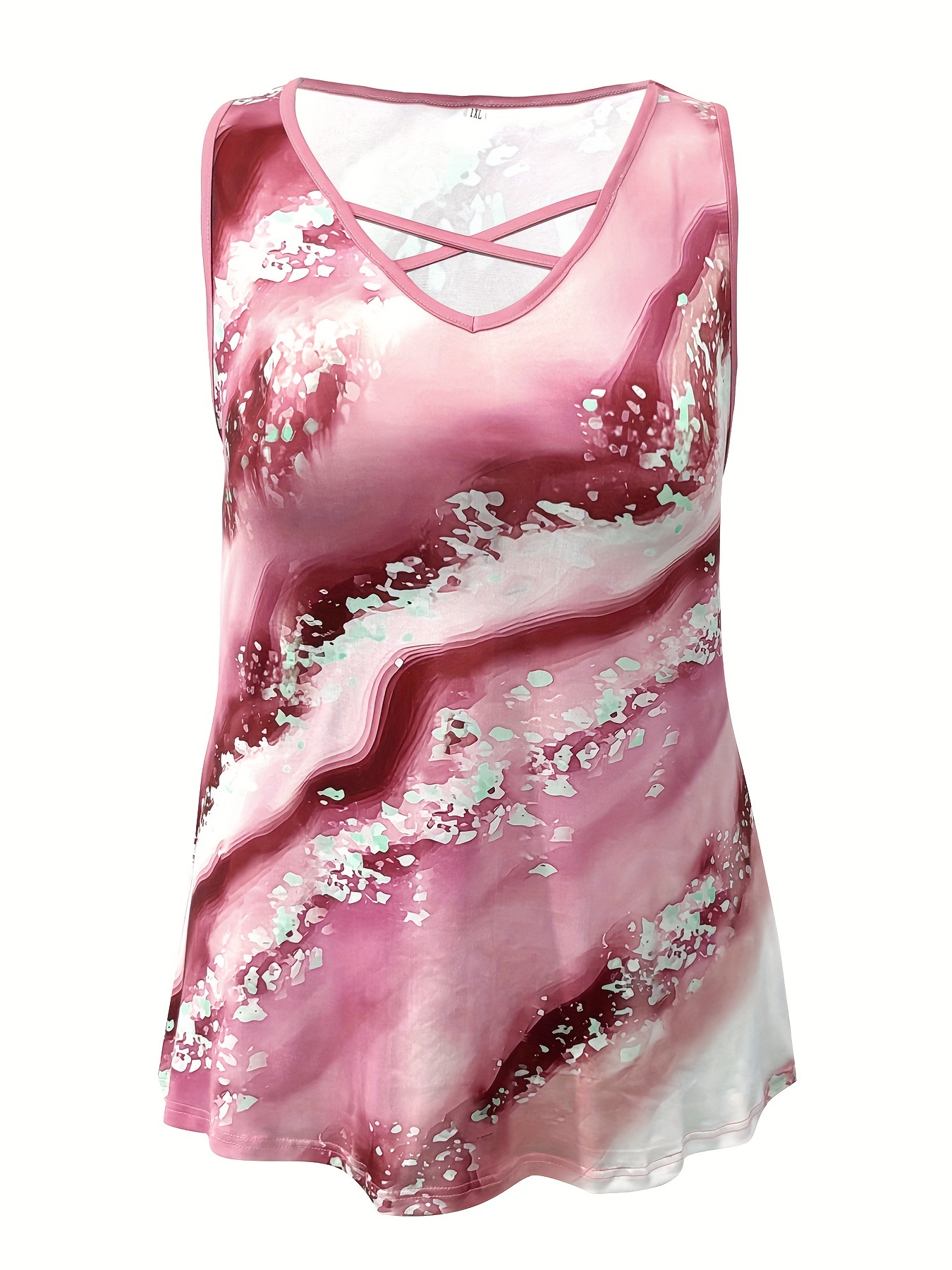 Plus Size Marmor Print Tank To – Summer Clothing Styles For Women Bewertung und Preis