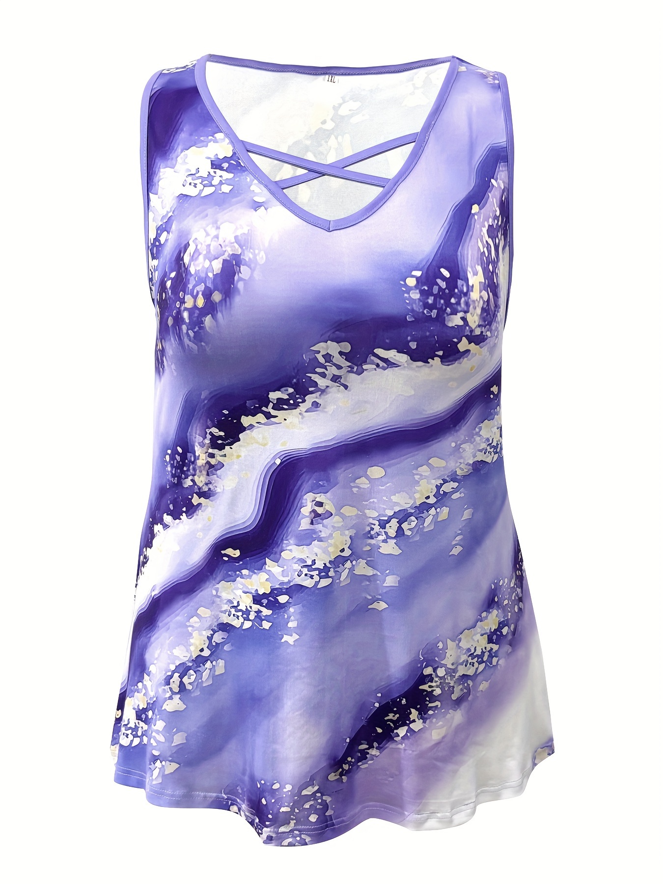 Plus Size Marmor Print Tank To – Summer Clothing Styles For Women Bewertung und Preis